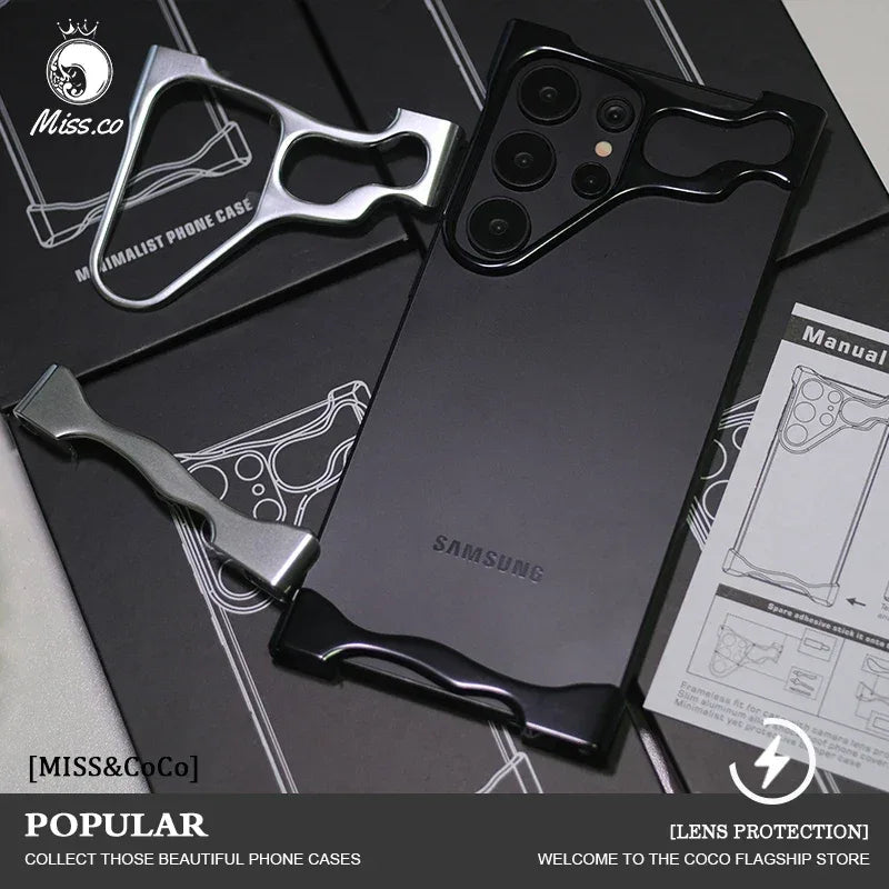 Aluminum Alloy Bumper Phone Shell For Samsung Galaxy S23 S24 S25 S26 Ultra Plus With Lens Film Metal Corner Pad Shockproof Cover