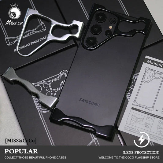 Aluminum Alloy Bumper Phone Shell For Samsung Galaxy S23 S24 S25 S26 Ultra Plus With Lens Film Metal Corner Pad Shockproof Cover