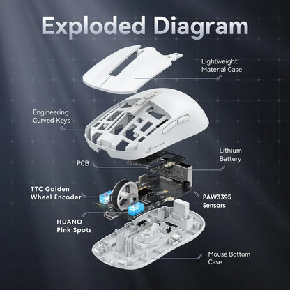 Attack Shark X6 Gaming Mouse – PAW3395 Sensor, Tri-Mode Bluetooth/2.4G, RGB Magnetic Charging Base