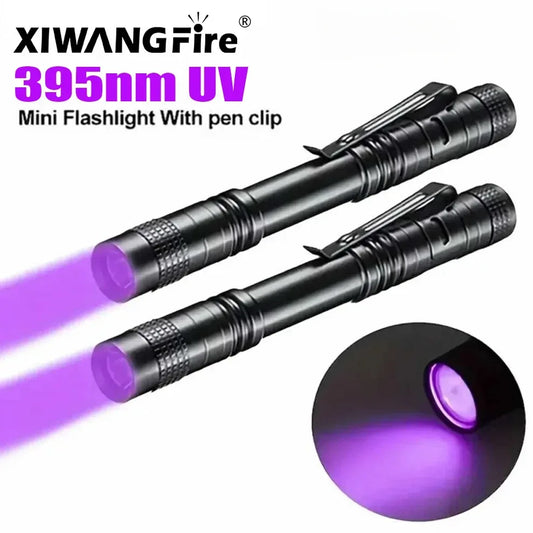 UV Flashlight 395nm Ultraviolet Torch With Pen Clip Portable AAA Batteries Used Violet Light Pet Urine Scorpion Detector UV Lamp - Urbizia