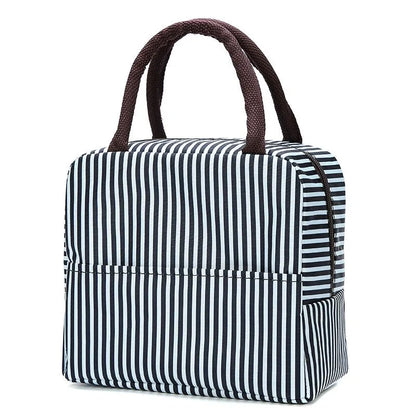 Japanese Style Fresh Student Lunch Bag Insulated Meal Container Carrier for Office Workers Handheld Thermal Bento Bag
