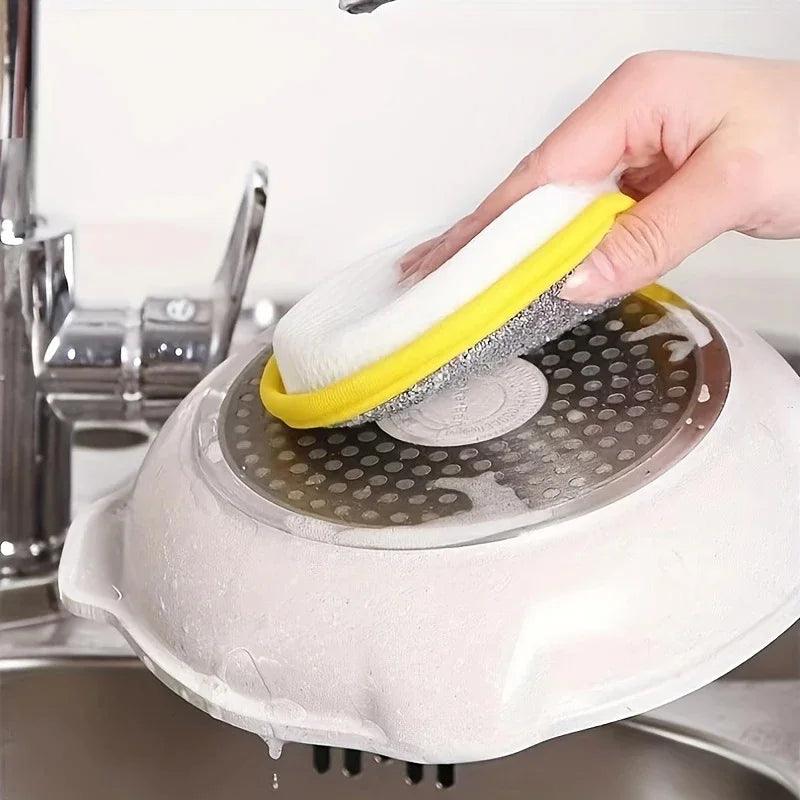 10Pcs Dual-Sided Kitchen Sponge Scrubber, Heavy Duty Dish Cleaning Sponge, Non-Scratch Scouring Pad for Pans Dishes Pot Cleaning