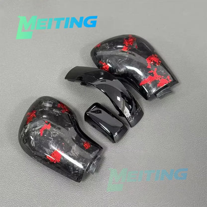 Leather Shift Knob Gear Side Cover DSG Emblem For VW Golf 6 7 R GTI Passat B7 B8 Upgrade the Red Forged Carbon Fiber Material