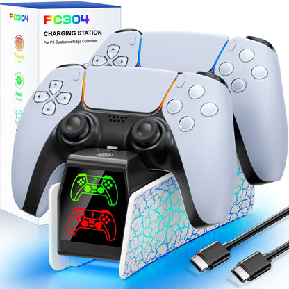 RGB Controller Charging Station For PS5 Dual Fast Charger RGB Indicator Charging Stand Docking Station For PS5 Gamepad - Urbizia