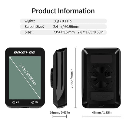 BIKEVEE 8 Kinds Multi-Language Wireless Bike Speedometer GPS Cycling Computer with Auto Backlight and Stand Waterproof Outdoor Bicycle Odometer Stopwatch Measurement Positioning MTB Road Tracker Bike Accessories
