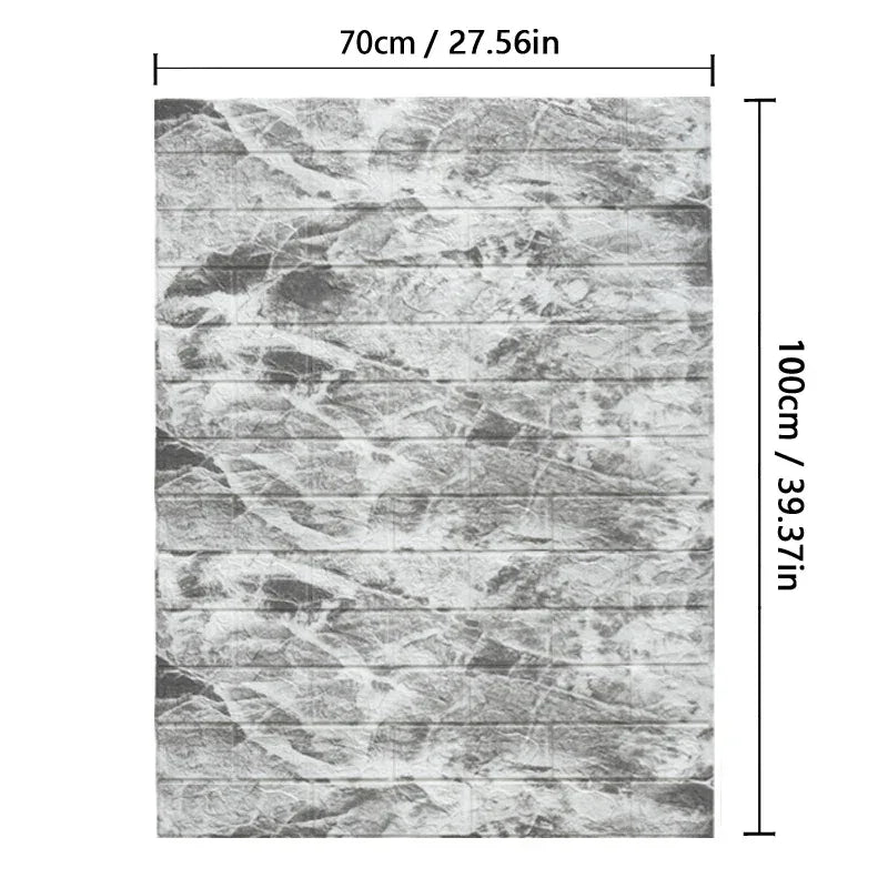 70cmx1m/2m/3m/5m/10m Wallpaper Brick 3D Wall Sticker Foam Self Adhesive DIY Living Room Decor Waterproof Paper - Urbizia
