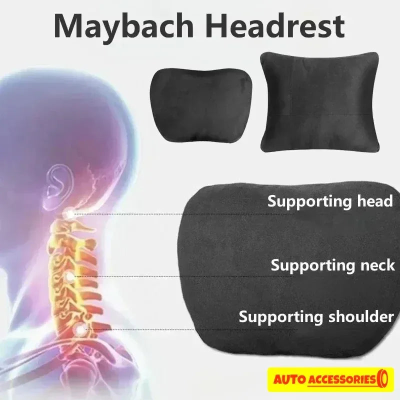 Car Headrest Neck Support Pillow – Maybach Design, Soft & Adjustable - Urbizia
