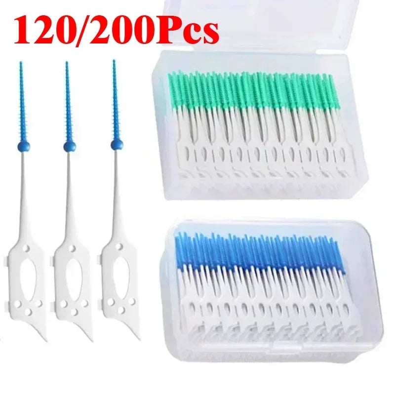 40/120pcs Interdental brush Food grade silicone clean tooth crevices Dental care box toothpicks dental odontología - Urbizia