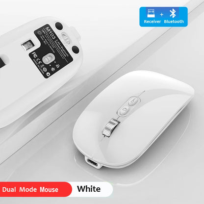 Dual Mode Bluetooth 2.4G Wireless Mouse One-Click Desktop Function Type-C Rechargeable Silent Mice for Laptop PC New