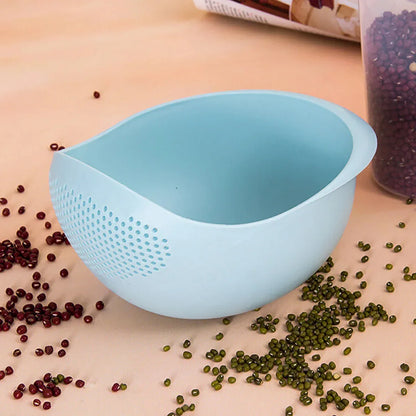 Multi-Purpose Rice & Fruit Drain Basket with Handle