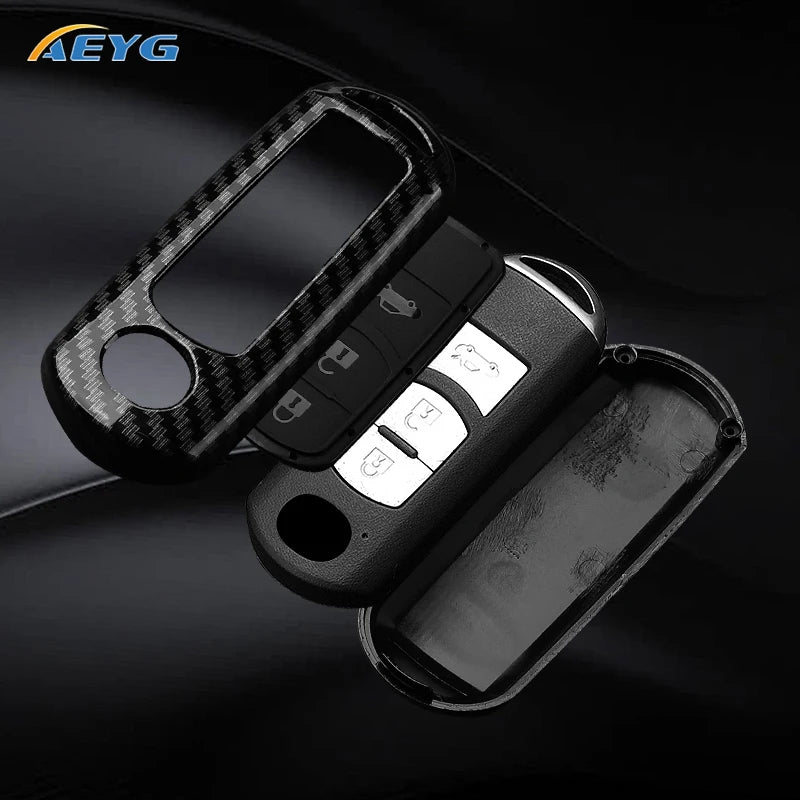 ABS Carbon Fiber Car Key Case Cover For Mazda 2 3 5 6 BL BM GJ Atenza Axela Demio CX-3 CX3 CX-5 CX5 CX7 CX-9 CX8 keychain