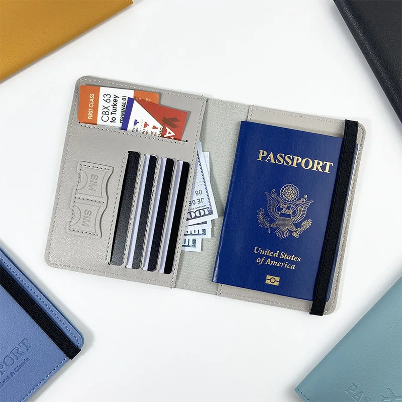 PU Leather Passport Wallet Multi-Function Accessories Protection Cover Travel Book Holders for Women/Men