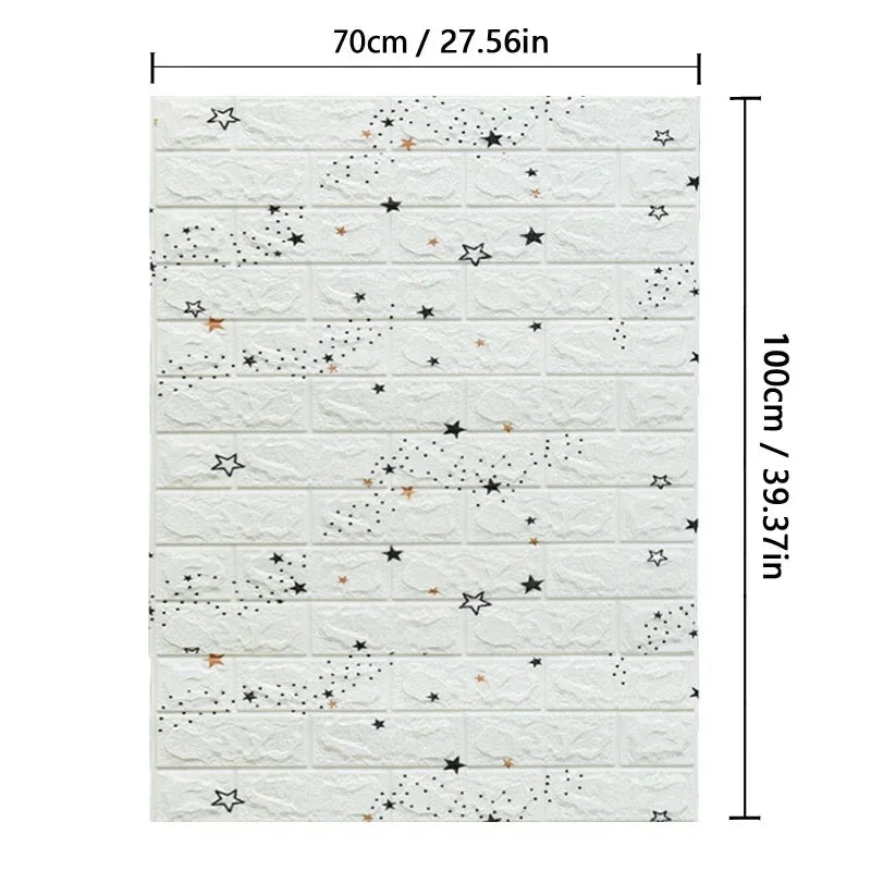 70cmx1m/2m/3m/5m/10m Wallpaper Brick 3D Wall Sticker Foam Self Adhesive DIY Living Room Decor Waterproof Paper - Urbizia