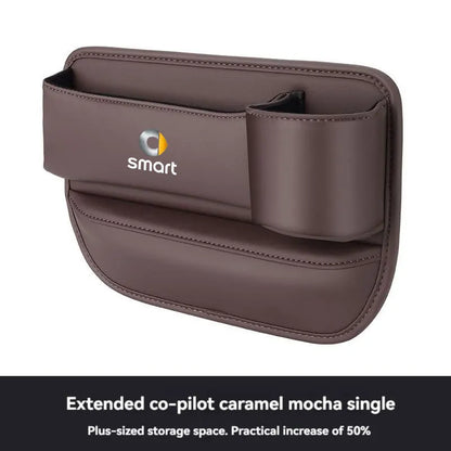 Leather Car Seat Gap Organizer Filler Side Storage Pocket With Cup Holder with logo For smart fortwo forfour 453 451 450 Car