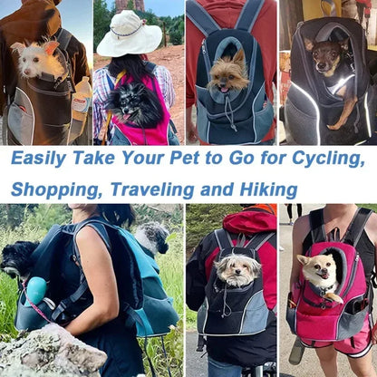 New Double Shoulder Portable Travel Backpack Outdoor Pet Dog Carrier Bag Pet Dog Front Bag Mesh Backpack - Urbizia
