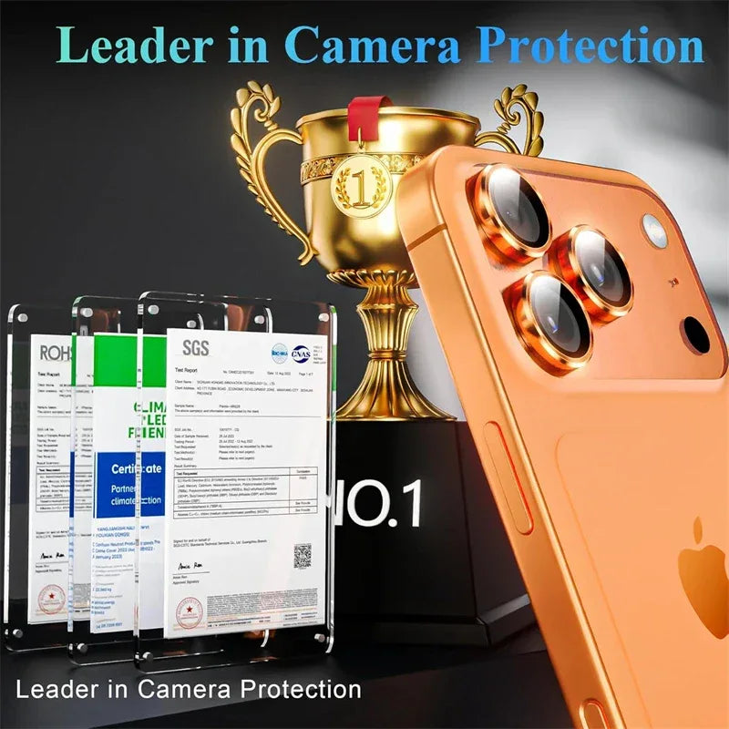 Orange Metal Glass Camera Lens Protector for IPhone 17 Air 16 15 14 13 Pro Max Plus 17Air 16Pro 17Pro i17 IPones Ring Lens Cover