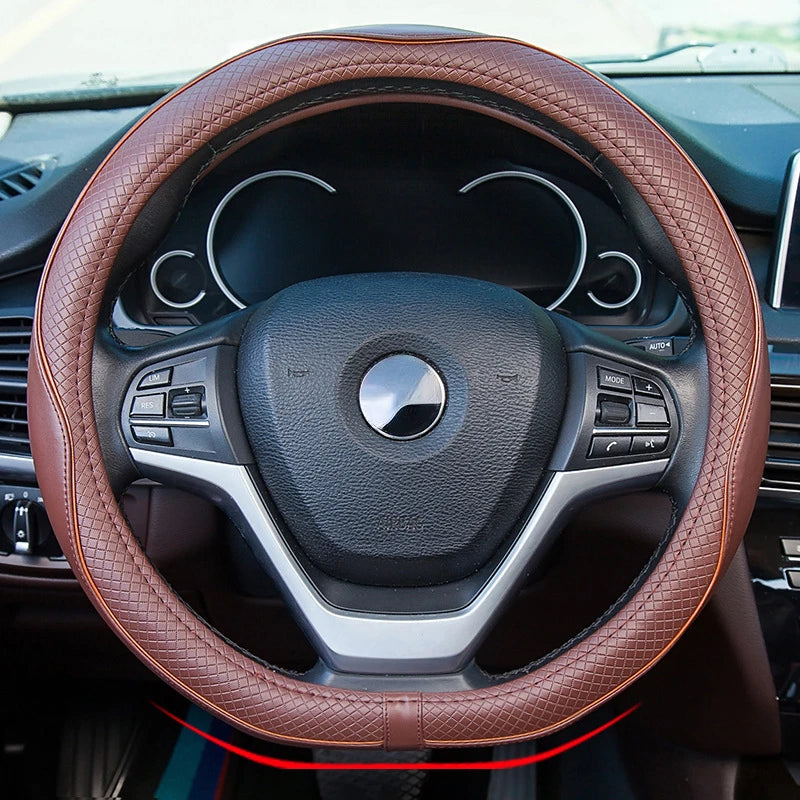 Leather Universal Car Steering-wheel Cover 38CM Car-styling Sport Auto Steering Wheel Covers Anti-Slip Automotive Accessories