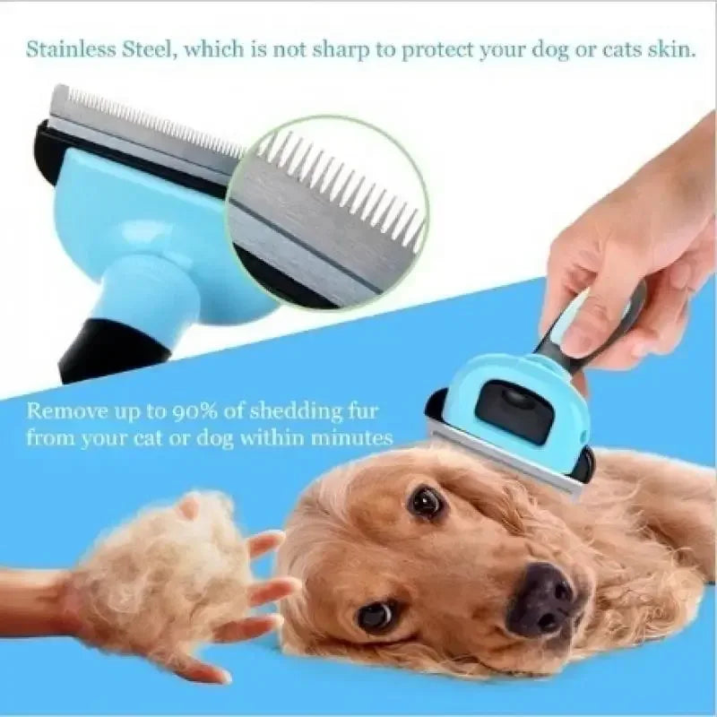 Pet Grooming Brush-Double Sided Shedding and Dematting Undercoat Rake Comb for Dogs and Cats Grooming and Care Deshedding Tool - Urbizia