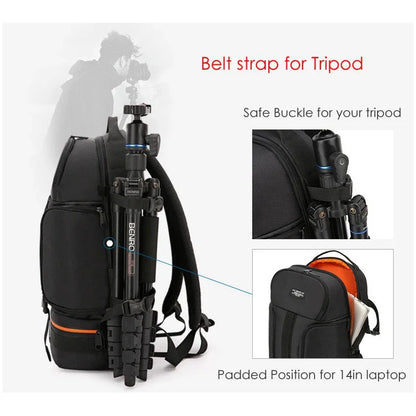 Large Capacity Outdoor DSLR Camera Backpack Waterproof Oxford Cloth 15.6 Inch Laptop Compatible with Canon Nikon