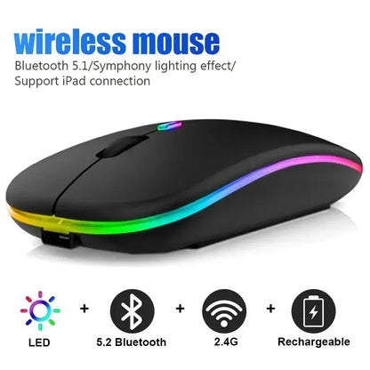 Wireless RGB Rechargeable Bluetooth Gaming Mouse – Ergonomic 3600DPI - Urbizia