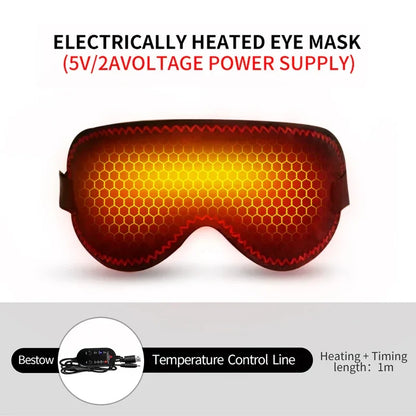 Heating Massage Eye Mask - Hot Compress Relieves Fatigue/Dark Circles, Aids Sleep, 3 Gears Heat & Vibration (For Eye Strain)