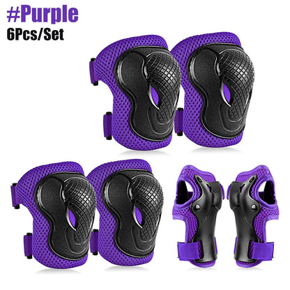 6 In 1 Kids/Youth Protective Gear Set, Kids Knee Pads Elbow Pads & Wrist Guard for Scooter, Skateboard, Bicycle, Inline Skating