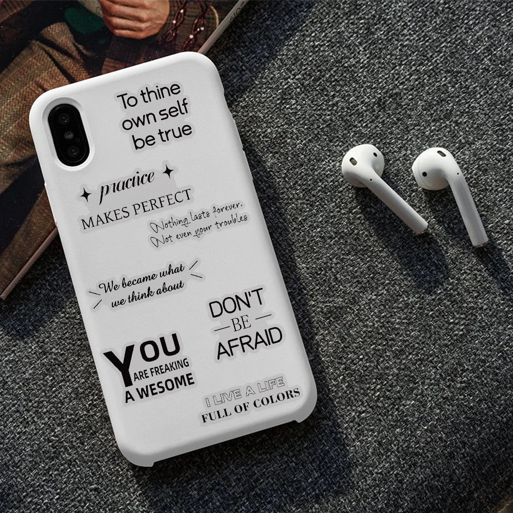 PET Inspirational Quote Stickers Set of 50, Waterproof DIY Decals for Laptop Water Bottle Phone Decor