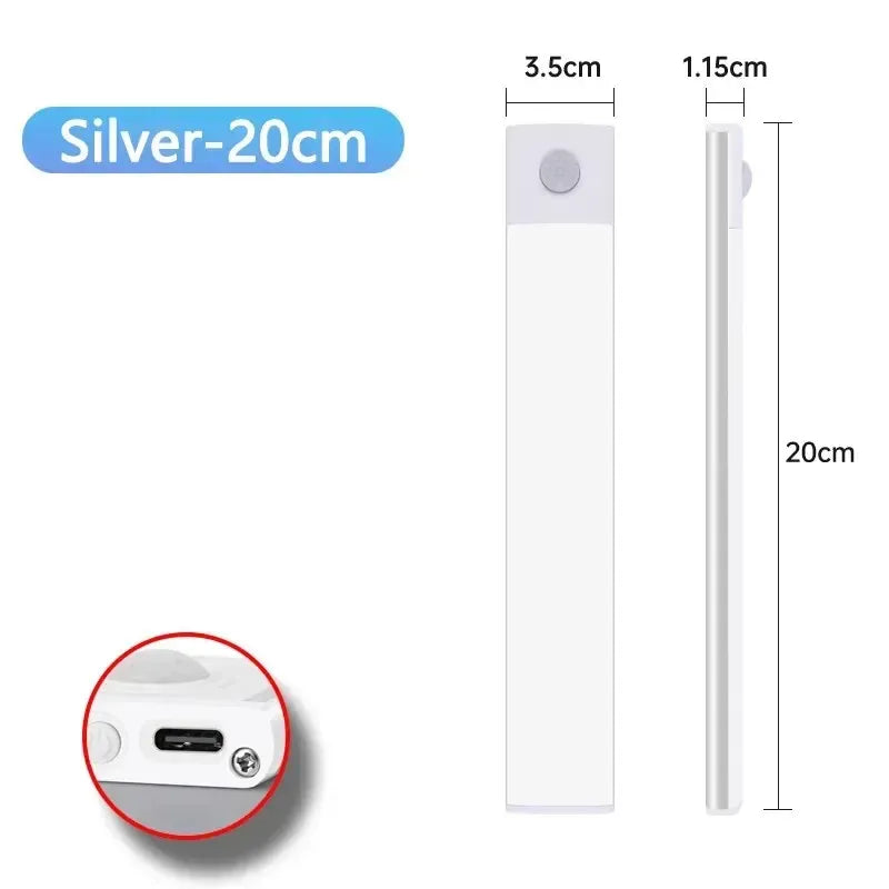LED Cabinet Light USB Type-C Rechargeable Motion Sensor Led Lamp for Kitchen Wardrobe Cabinet Lighting 20cm/30cm/40cm/50cm/60cm - Urbizia