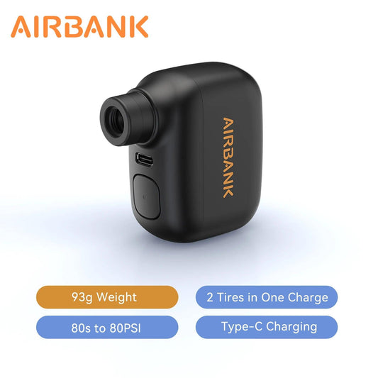 AIRBANK AS100 Mini Portable Bicycle Pump Rechargeable Air Inflator 100PSI Type-C Bike Accessories for Bike Schrader Presta Tires