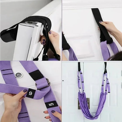 Adjustable Aerial Yoga Strap Elastic Stretch Door Hanging Yoga Belts Hammock Swing Fitness Handstand Rope Training Device Women - Urbizia