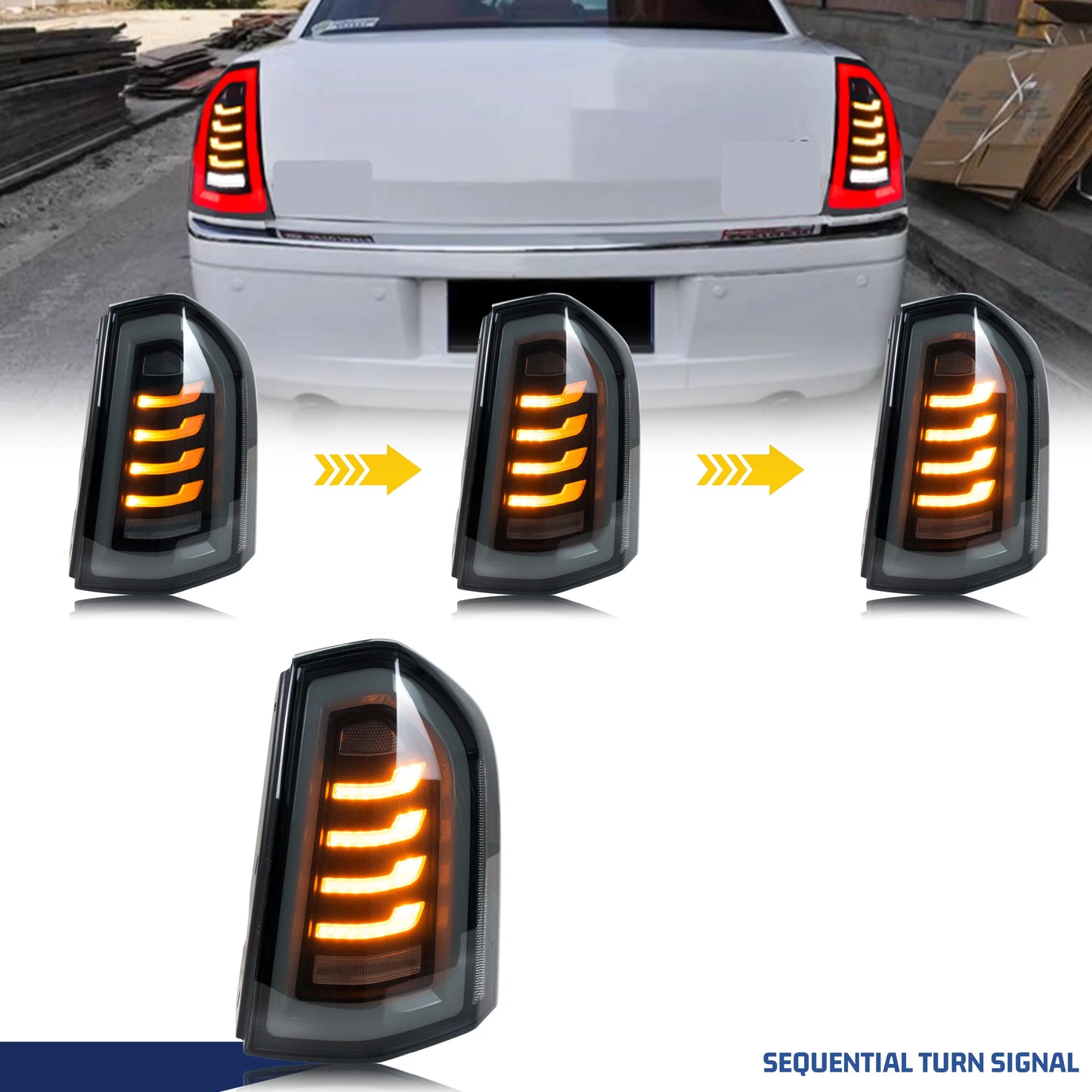 LED Tail Lights For Chrysler 300 300C 300S 2011-2014 Sequential Turn Signal Dynamic Animation Rear Lamps Assembly [Not Fit 2015]