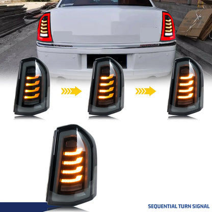 LED Tail Lights For Chrysler 300 300C 300S 2011-2014 Sequential Turn Signal Dynamic Animation Rear Lamps Assembly [Not Fit 2015]