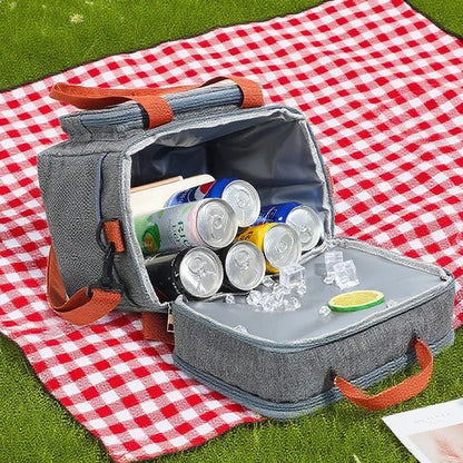1PC Picnic Bags Double Layer Lunch Bag Thermal Insulation Food Drink Storage Tote Crossbody Cooler Picnic Supplies Storage Bags