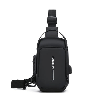 Durable Oxford Fabric Men's Sling Bag - Stylish Motorcycle Crossbody Chest Pack with Phone Pocket, Zip Closure for Daily Commute