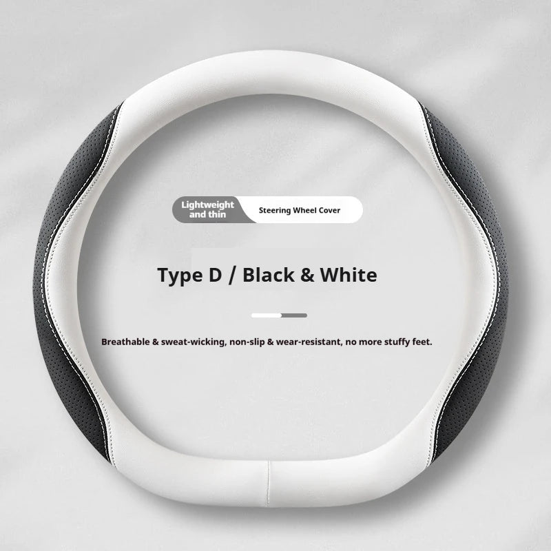 Practical Car Steering Wheel Cover Perforated Leather Four Seasons Universal Breathable Sweat Absorbent Non Slip Ultra Thin