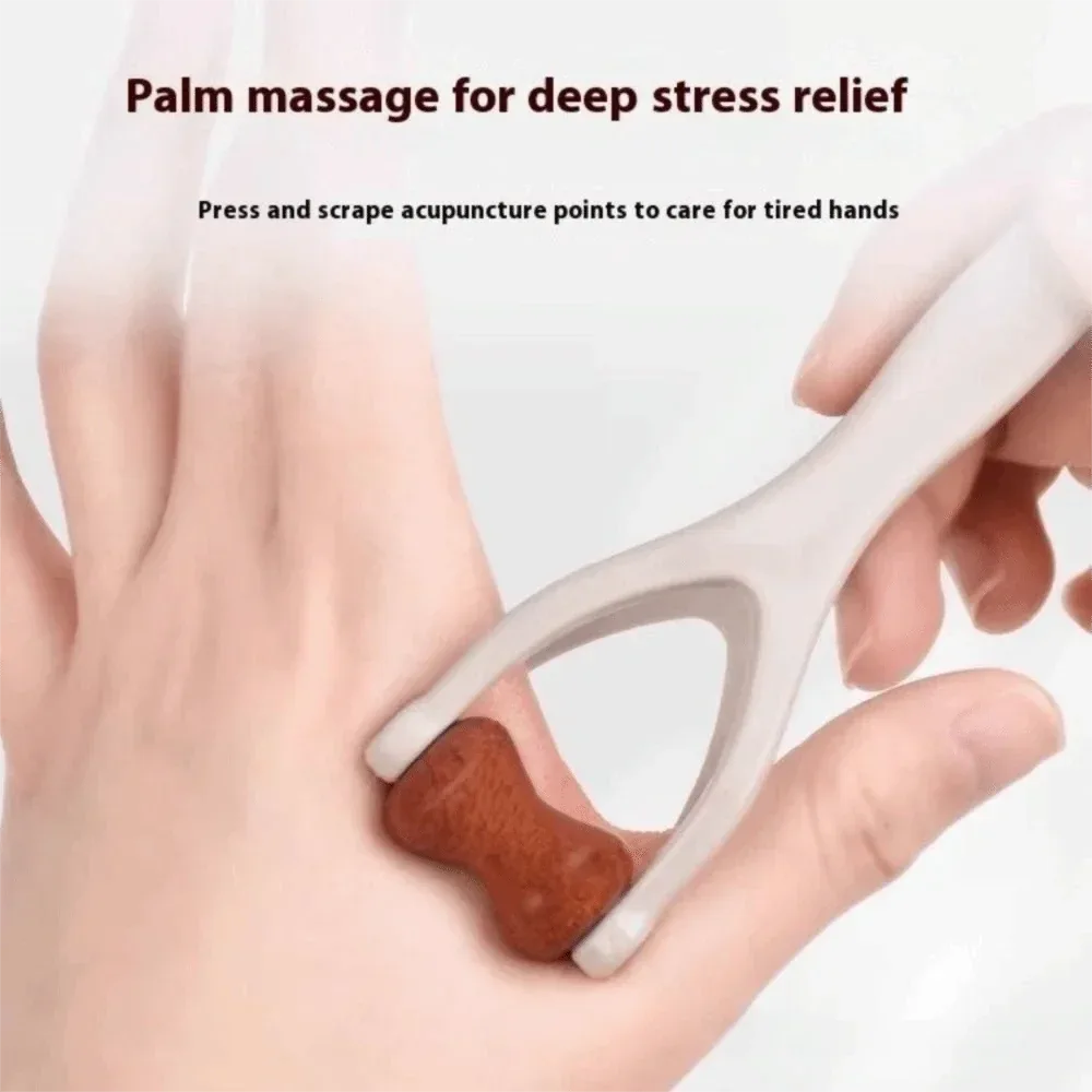 Solid Wood Finger Massage Roller with 360° Rollers Clip Design Finger Massager Acupressure Stick for Hand Meridian Relief
