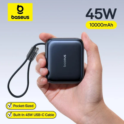 Baseus 45W 10000mAh Mini Power Bank Built-in USB-C Cable