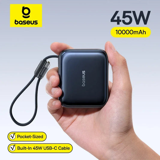 Baseus 45W 10000mAh Mini Power Bank Built-in USB-C Cable