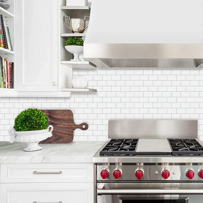 5 Sheets Wall Tile Sticker White Self Adhesive Tiles Waterproof Vinyl Wallpaper Backsplash For Kitchen Living Room Bathroom - Urbizia