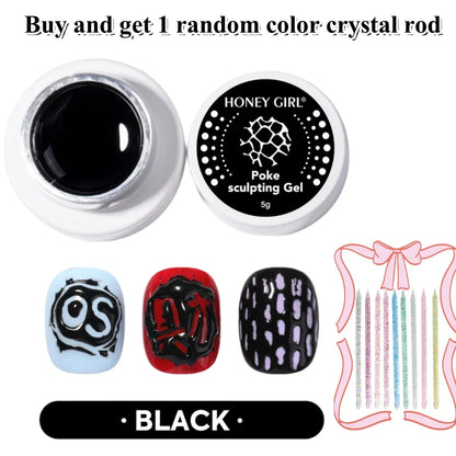 Creative Nail Art  poke Gel with Special Base Coat, Black/White Silvery Golden  for DIY Multi-Style Designs,  Holiday Gift
