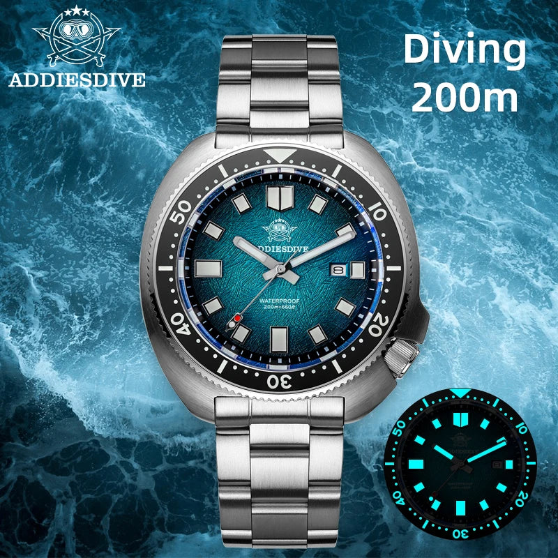 ADDIESDIVE NEW Men's Watch Sapphire Glass AR Coated Quartz Watches AD2511 Reloj Hombre 20Bar Waterproof Luminous Diving Watches