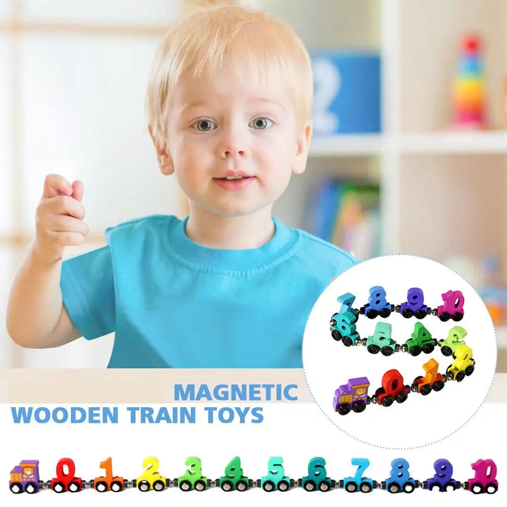 Colorful Building Blocks Number Digital Magnetic Wooden Train Toys Educational Hand-eye Coordination Magnetic Digital Train