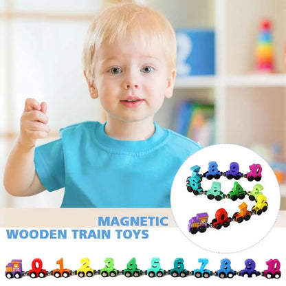 Colorful Building Blocks Number Digital Magnetic Wooden Train Toys Educational Hand-eye Coordination Magnetic Digital Train