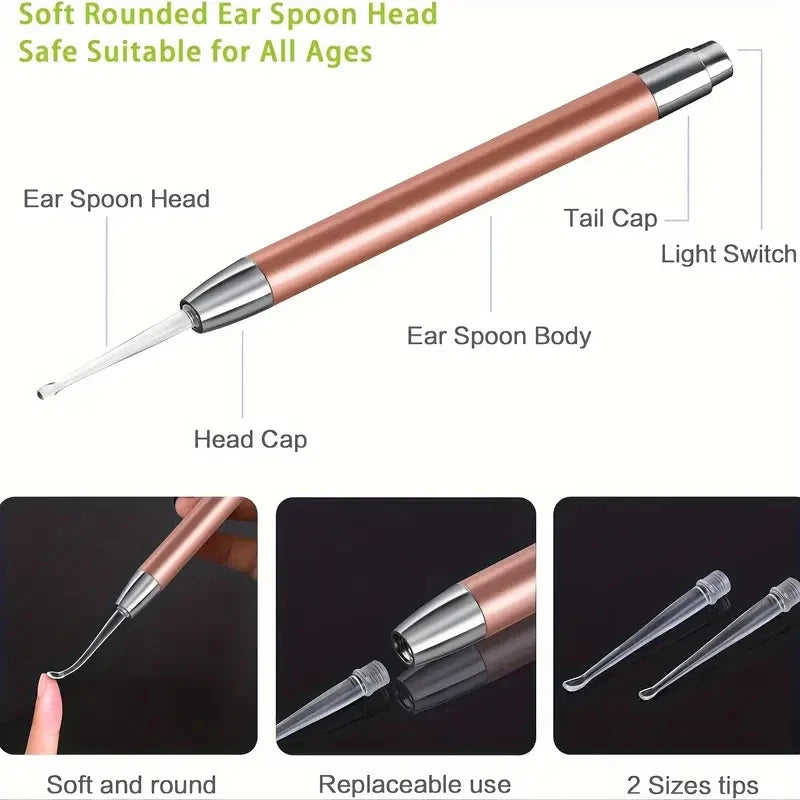 Luminous Stainless Steel Ear Scoop with LED Light