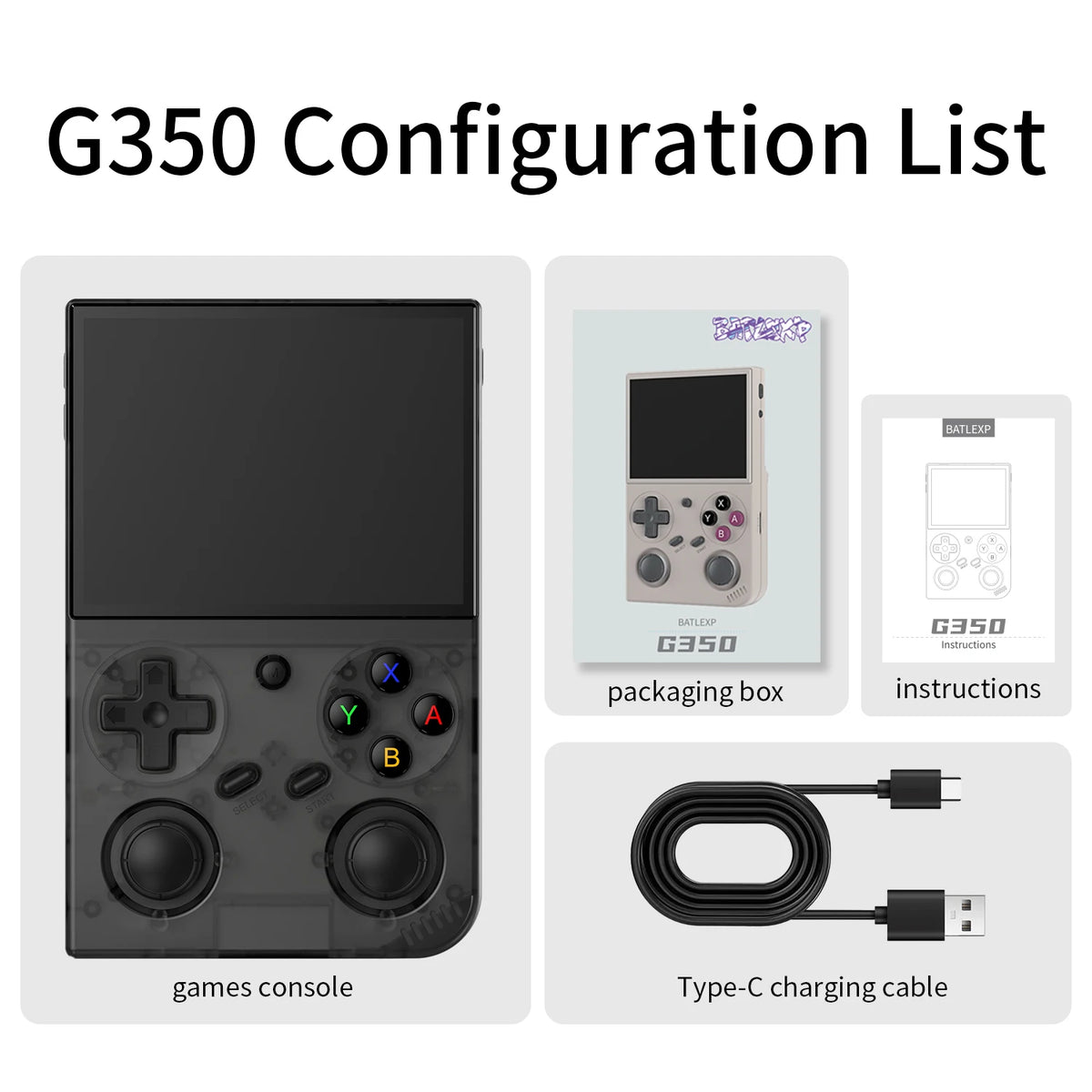 BATLEXP G350 Handheld Game Console 3.5'' IPS Screen Linux System Dual Joystick Vibration Motor Retro Portable Video Console Gift