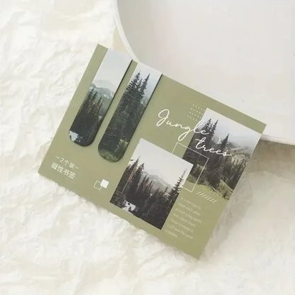 2pcs Forest Landscape Magnetic Bookmark For Pages Books Readers - Urbizia