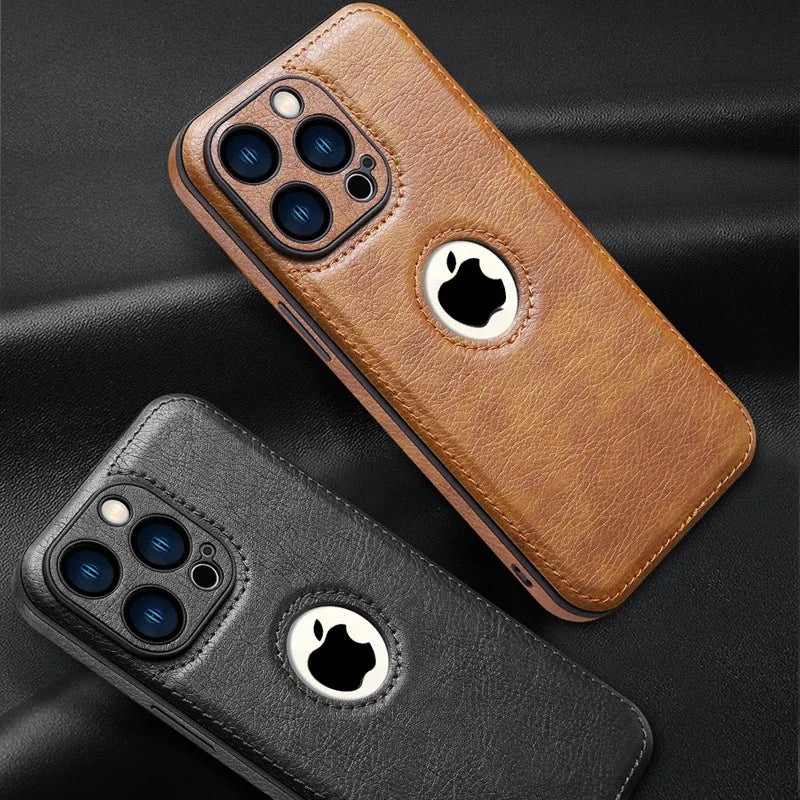 High Quality PU Leather Case for Apple iPhone 18 17 Pro Max 11 12 13 14 15 16 Plus Logo View Luxury Business Mobile Phone Cover
