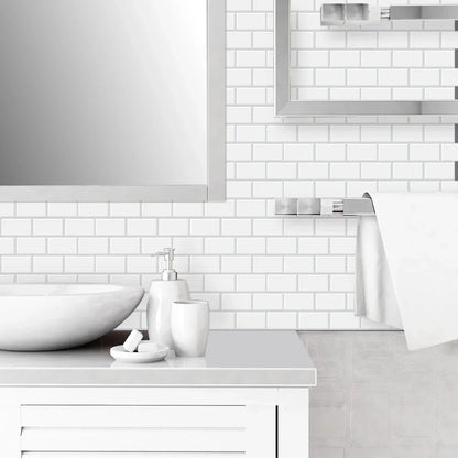 5 Sheets Wall Tile Sticker White Self Adhesive Tiles Waterproof Vinyl Wallpaper Backsplash For Kitchen Living Room Bathroom - Urbizia