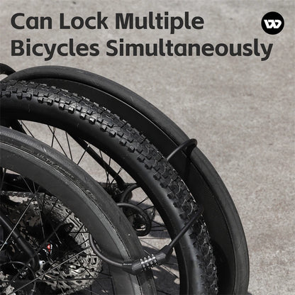 WEST BIKING Bicycle Lock 4 Digit Code 120cm Portable Anti-theft Steel Cable Lock Electric Scooter Security Cycling Accessories