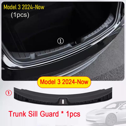 USVOTOV for Tesla Model Y Juniper Launch Model 3 2025 2026 Trunk Sill Guard Cargo Mat Rear Bumper Protector TPE Pads Accessories